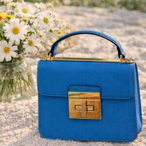 Aldo Vibrant Blue Small Bag with Gold Accents